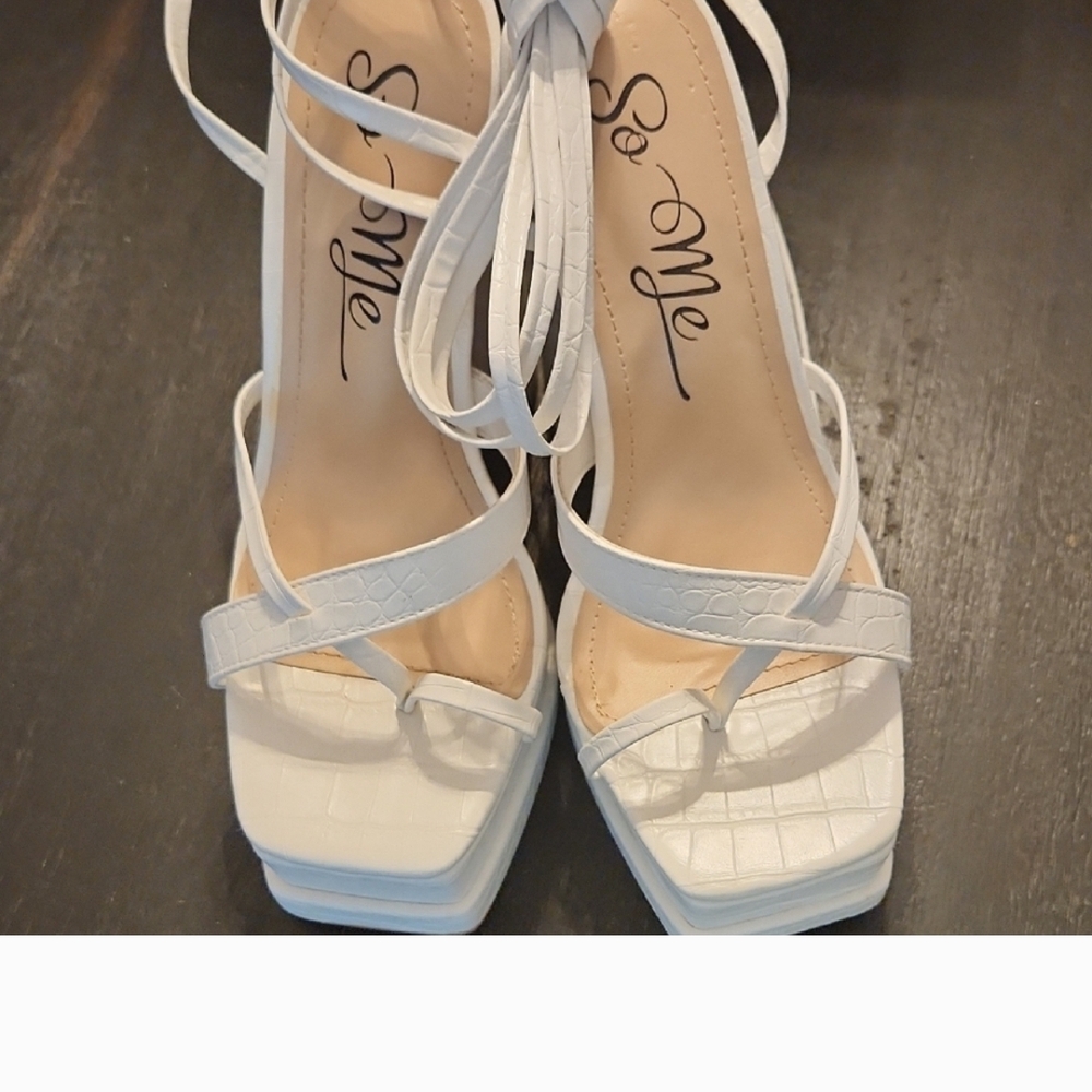 So Me Elegant White Strappy Heels